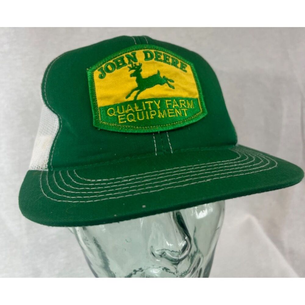 Vintage John Deere K Products Trucker Hat Snapback Mesh Patch USA Made Farming